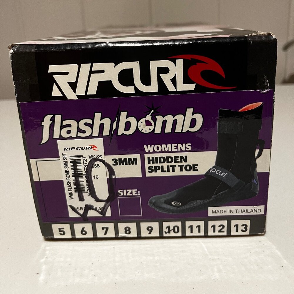 Rip Curl Flash Bomb Wetsuit Bootie 3MM Hidden Toe Split, Sz. 10W